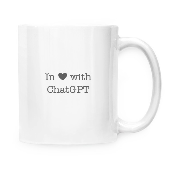 Hrnek malý bílý s potiskem In love with ChatGPT